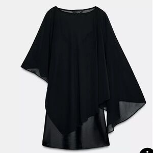 Zara Satin Effect Cape Mini Dress
